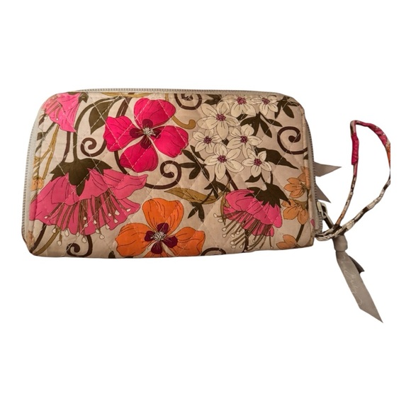 Vera Bradley Pink and Orange Floral Wallet Wristlet - Picture 1 of 3